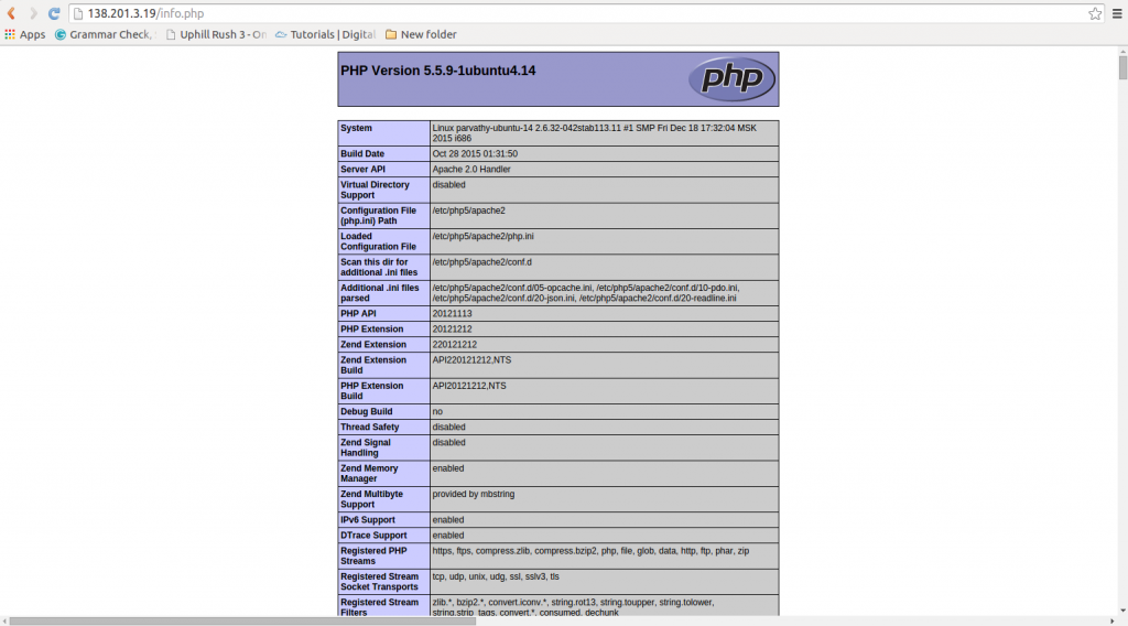 ubuntu phpinfo